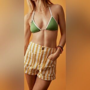Anthropologie Yellow Striped High Waist Shorts